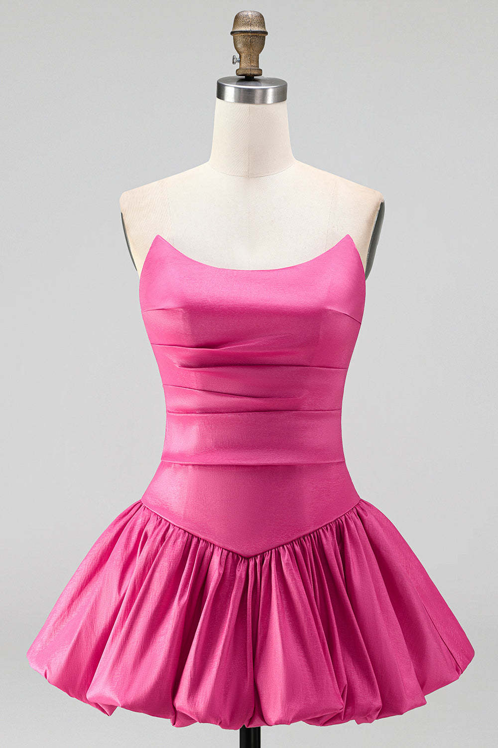 Fuchsia Strapless A-Line Ruched Short Homecoming Dress