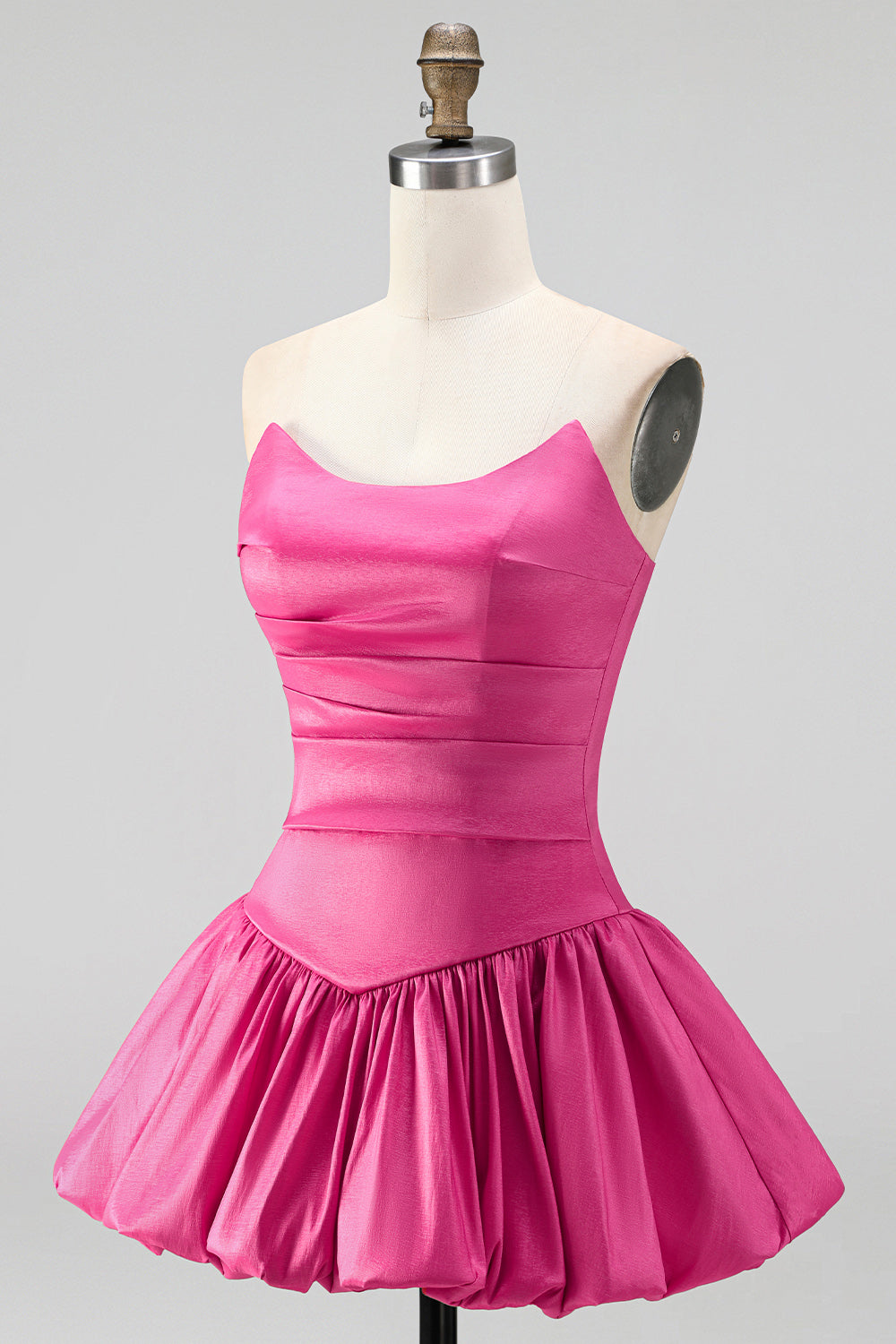 Fuchsia Strapless A-Line Ruched Short Homecoming Dress