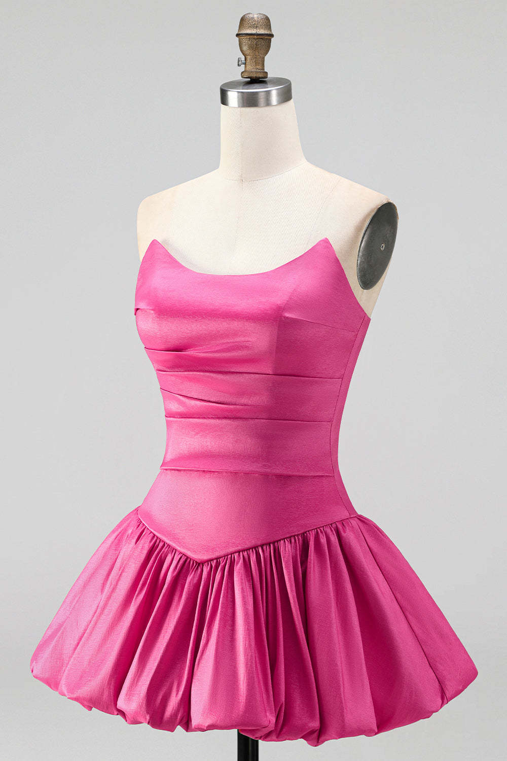 Fuchsia Strapless A-Line Ruched Short Homecoming Dress