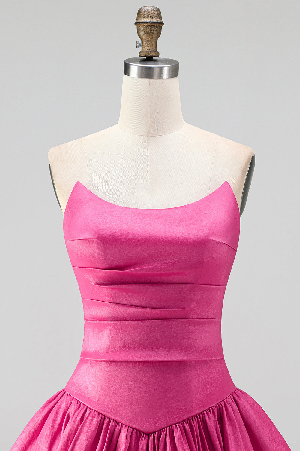 Fuchsia Strapless A-Line Ruched Short Homecoming Dress