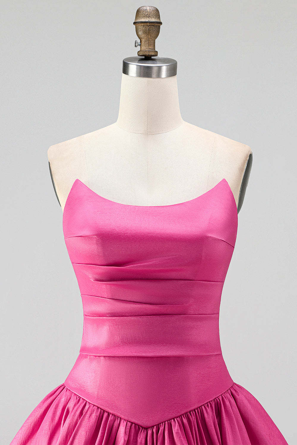 Fuchsia Strapless A-Line Ruched Short Homecoming Dress