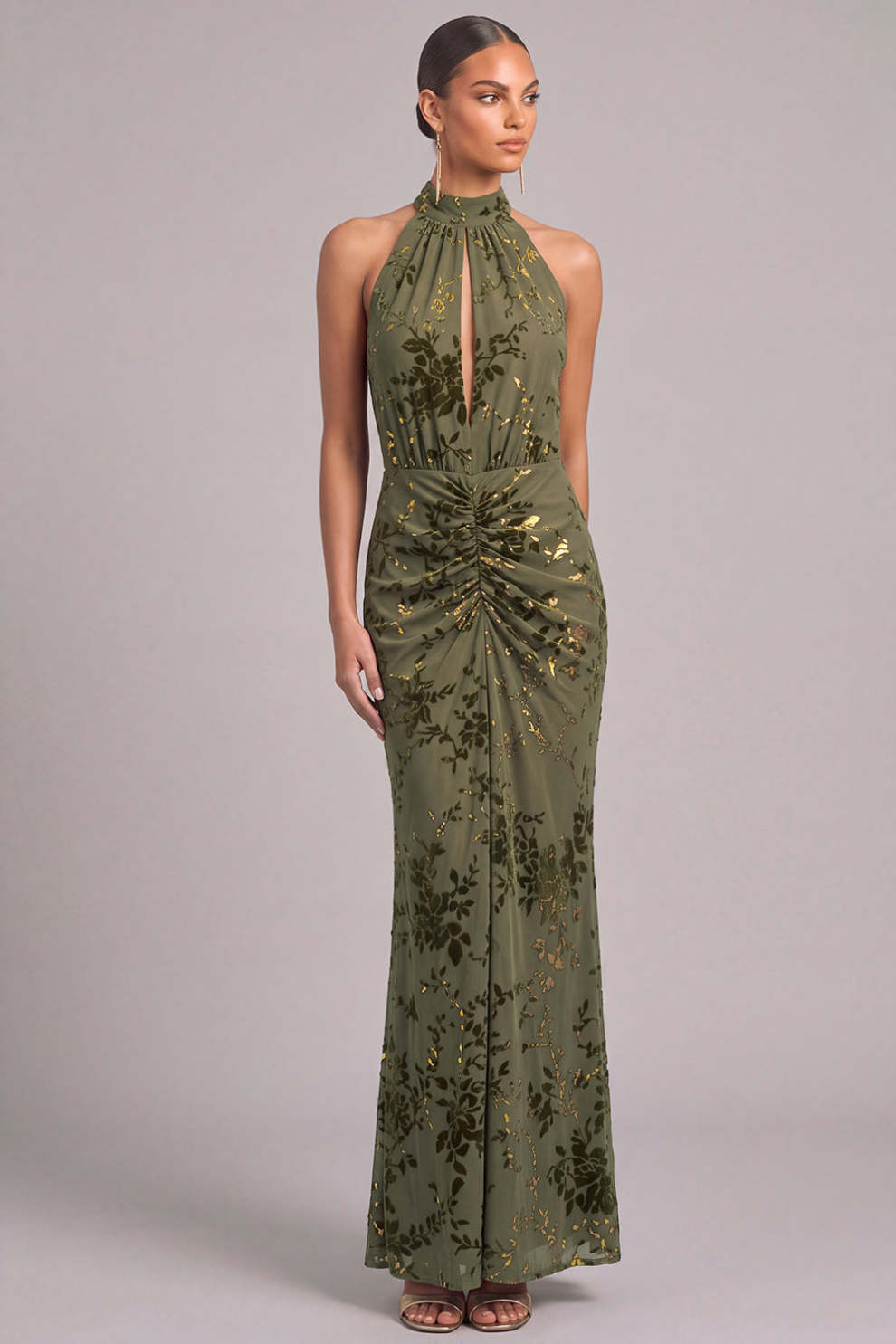 Leely Women Floral Army Green Maxi Wedding Guest Dress Mermaid High Leely Women Floral Army Green Maxi Wedding Guest Dress Mermaid High