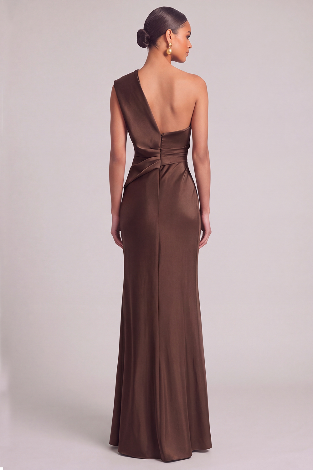 Dark Green Mermaid One Shoulder Ruched Maxi Formal Dress with Slit
