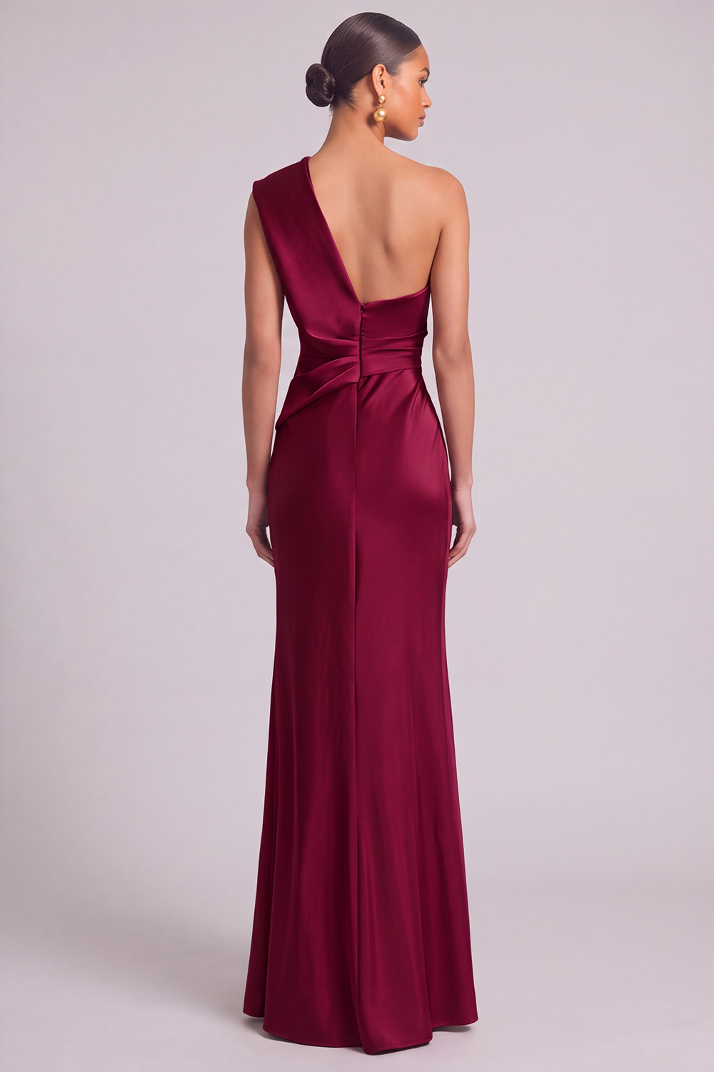 Dark Green Mermaid One Shoulder Ruched Maxi Formal Dress with Slit