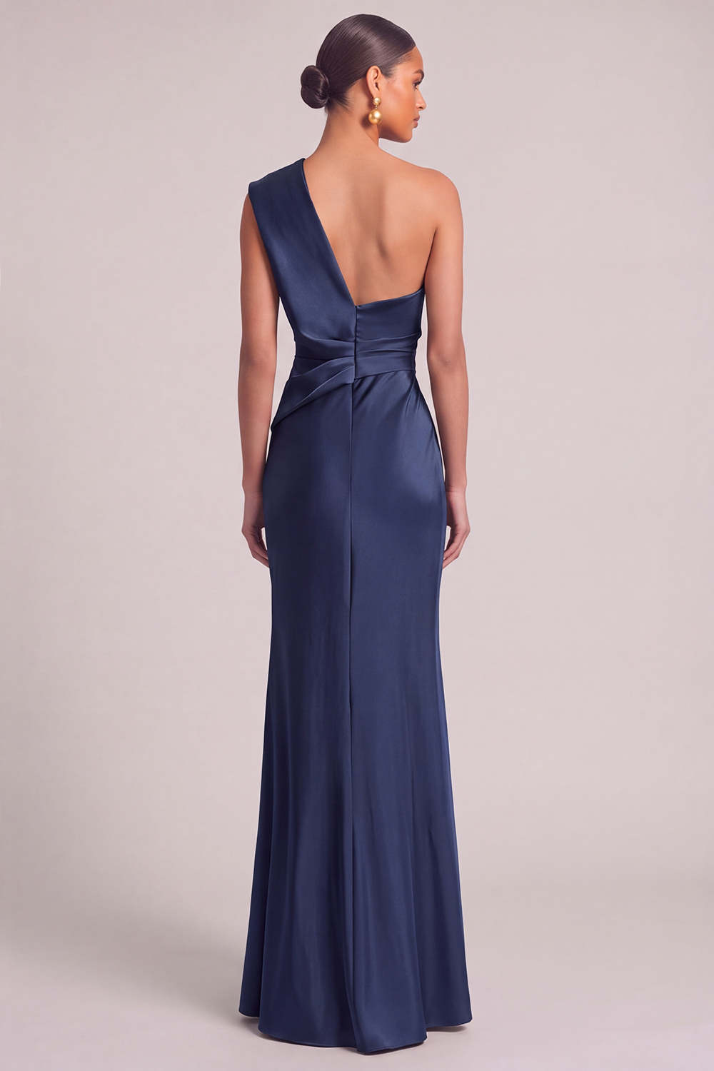 Dark Green Mermaid One Shoulder Ruched Maxi Formal Dress with Slit