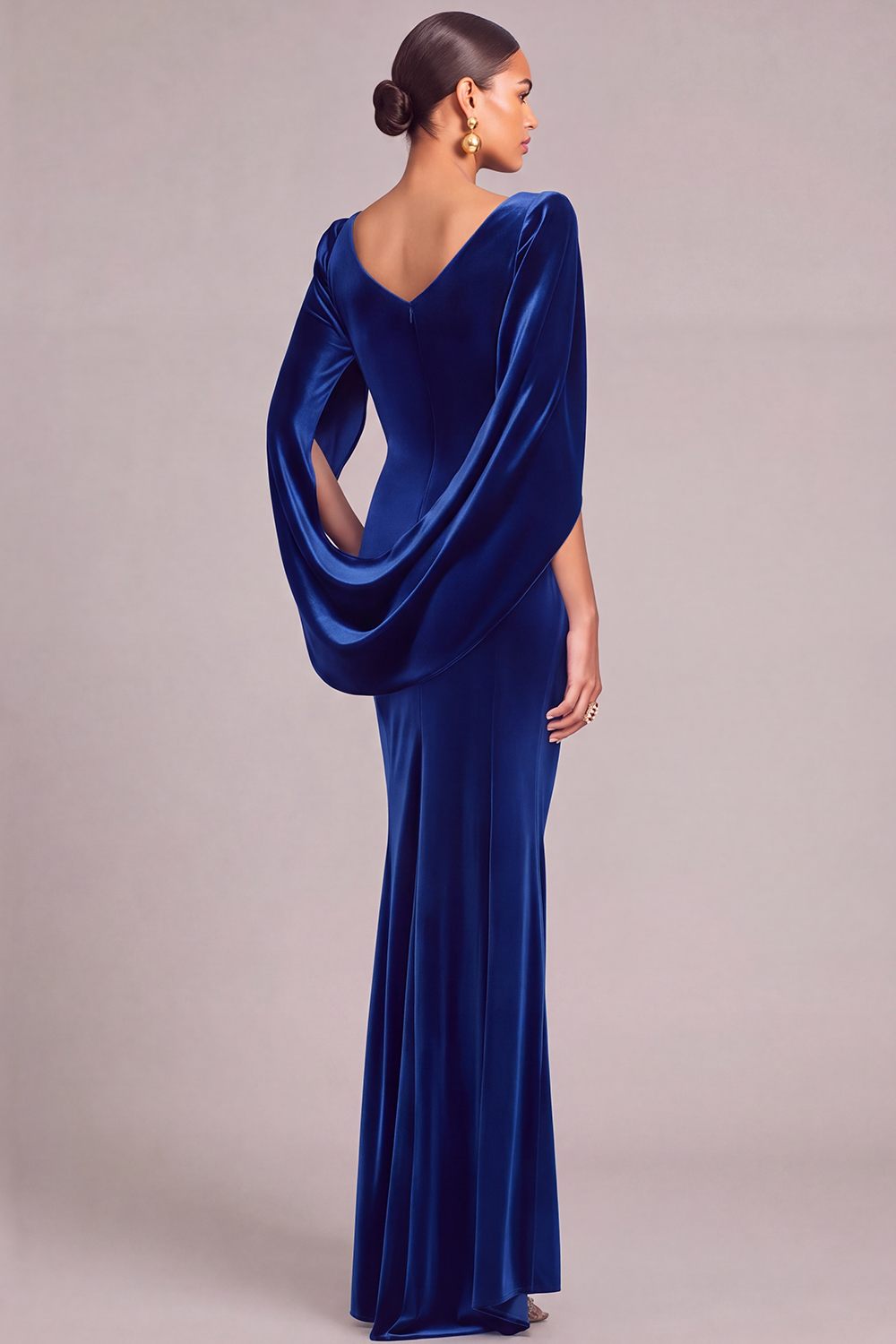 Dark Green Mermaid Cowl Neck Ruched Long Formal Dress