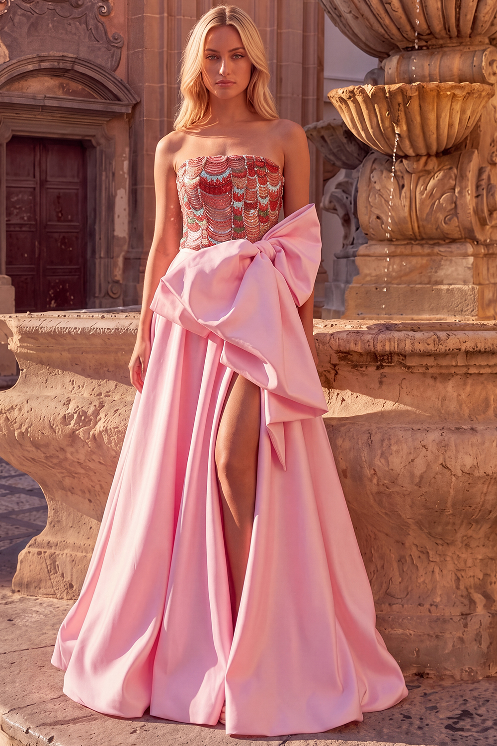 pink formal dress maxi Prom Dresses – Leely pale blue