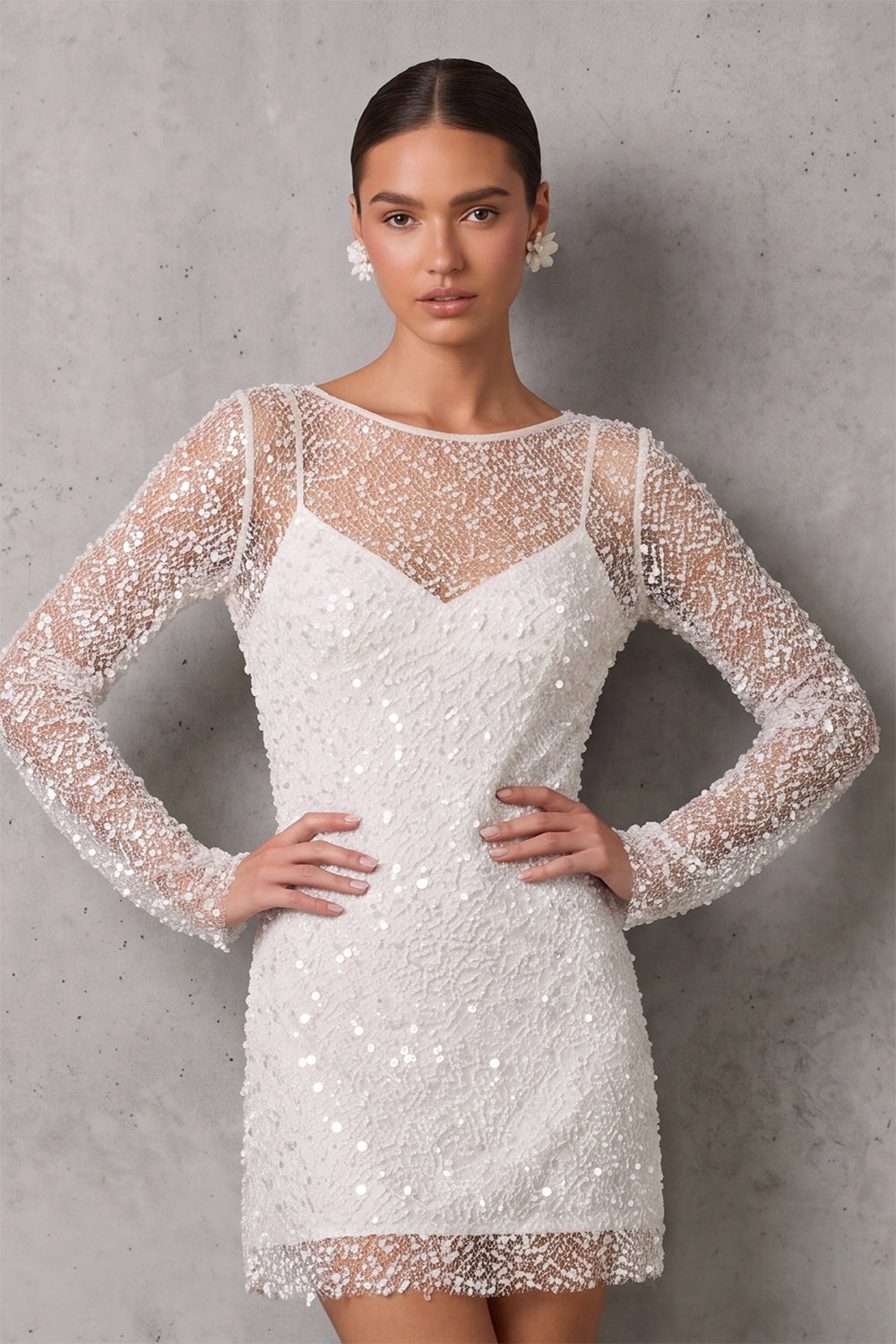 baptism dress white Juliette Mini Dress- Multi Here for the party Sweetheart White Sequin Short Homecoming