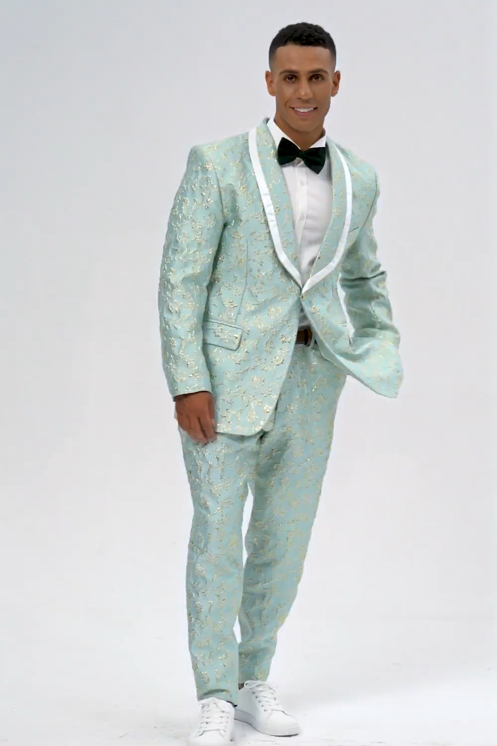 2 Piece Mint Men's Prom Suit with Pattern