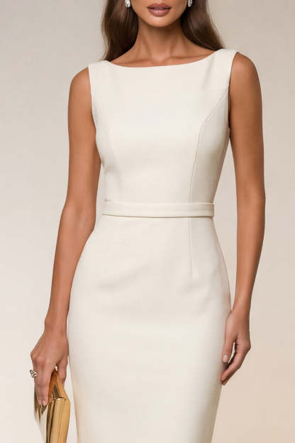 Navy Bodycon Round Neck Sleeveless Short Work Dress