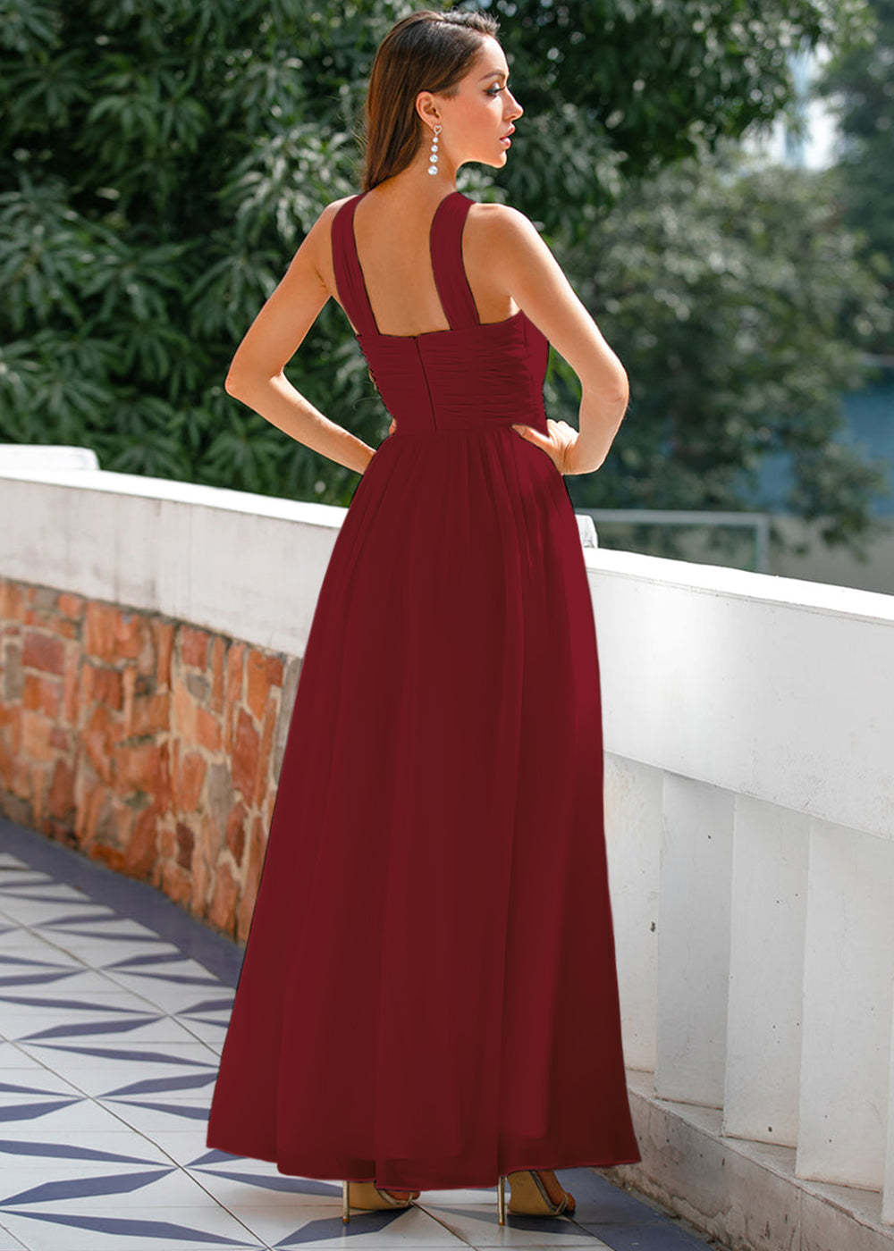 Halter Chiffon Long Bridesmaid Dress