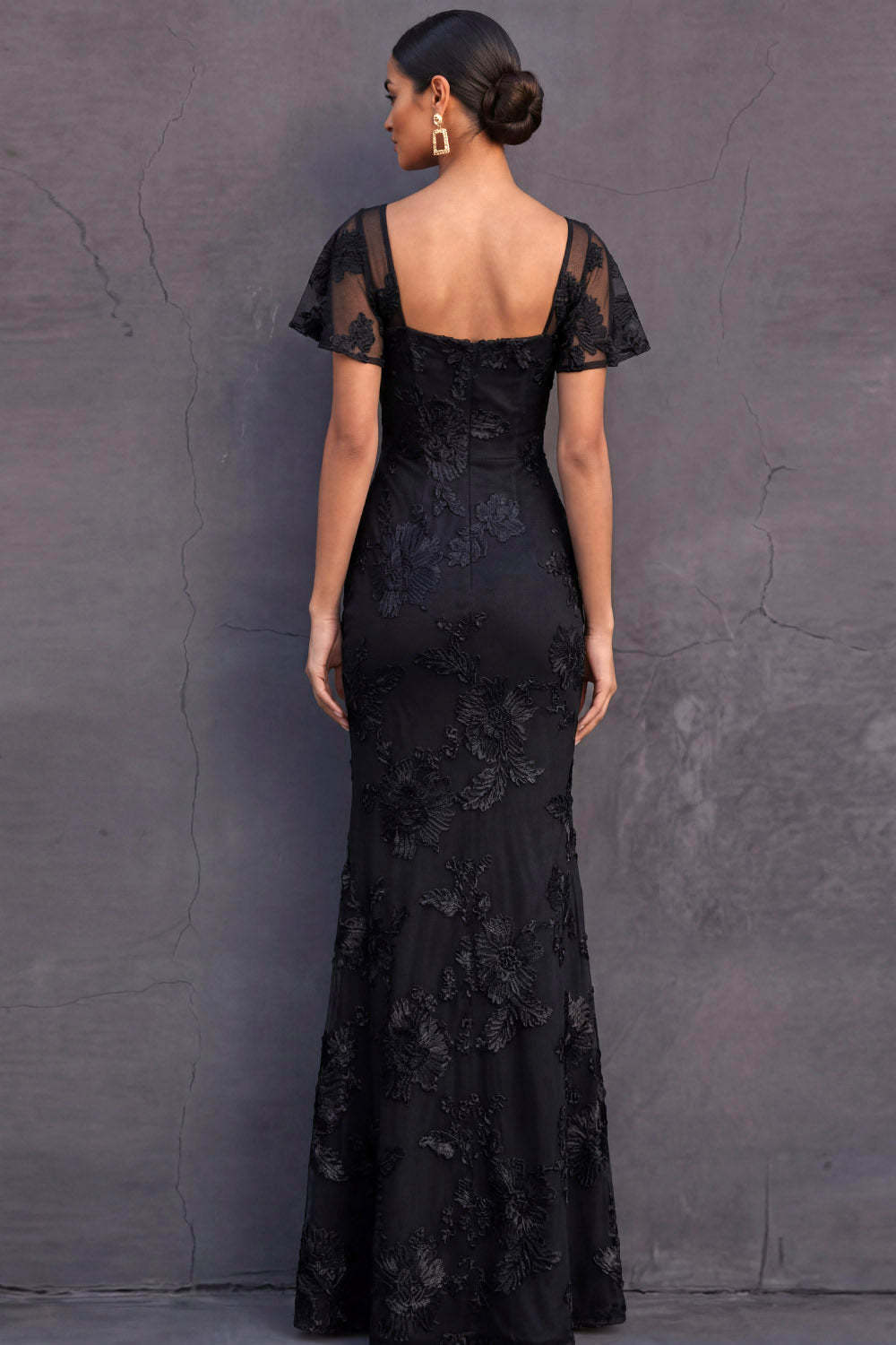 Light Blue Mermaid Floral Appliqued Long Formal Dress with Sleeves