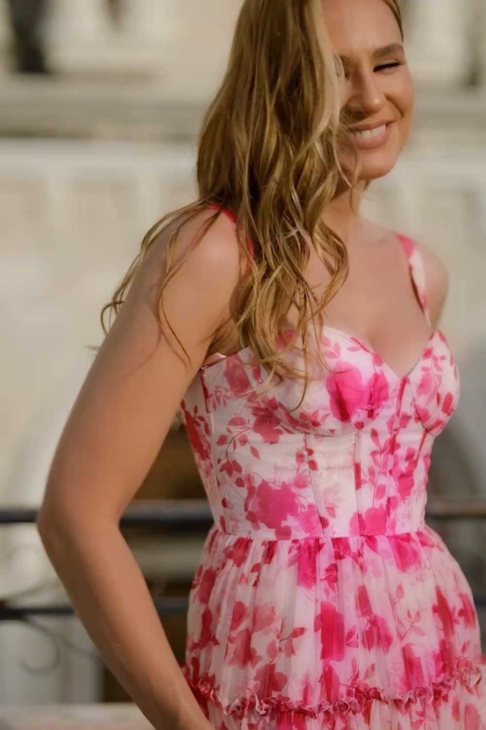 Corset A Line Fuchsia Short Floral Homecoming Dress
