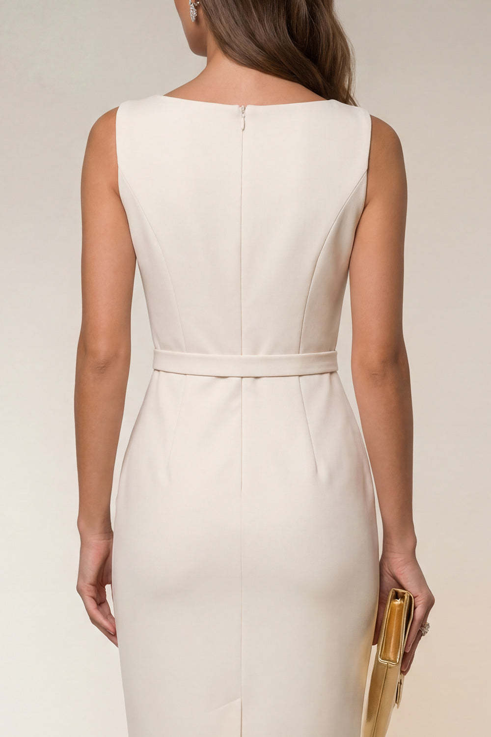 Navy Bodycon Round Neck Sleeveless Short Work Dress