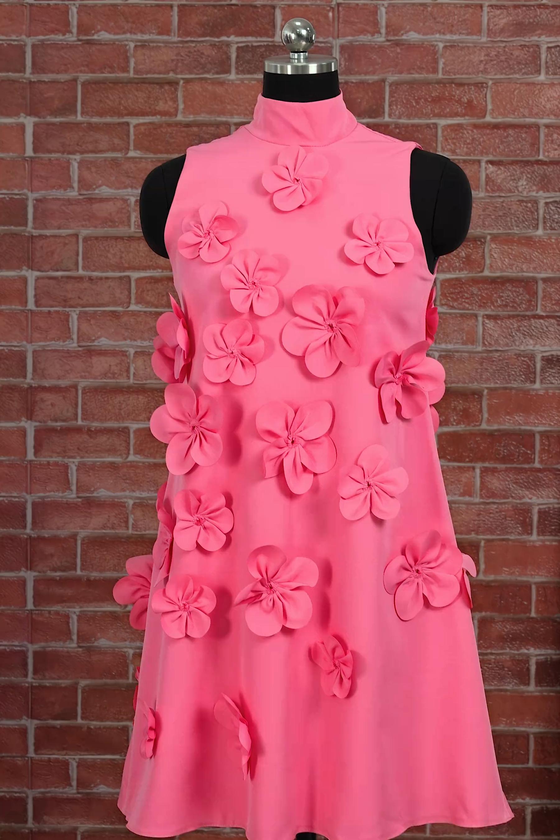 A Line Hot Pink Floral Appliqued Short Homecoming Dress