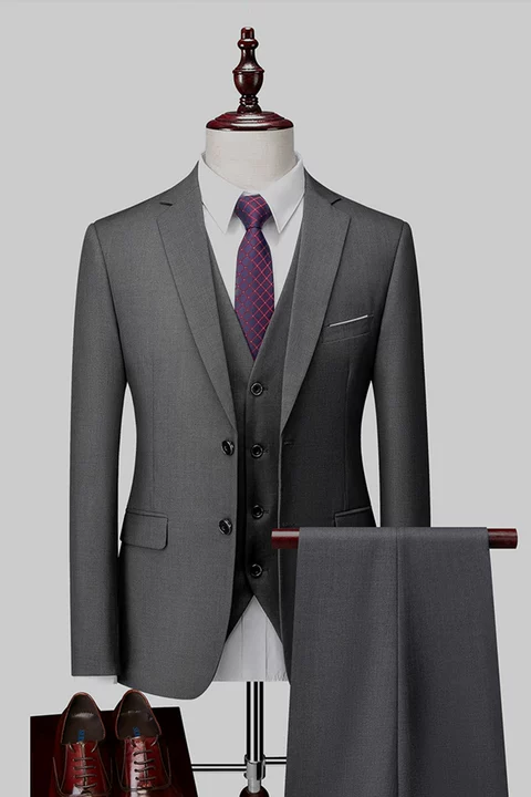 Dark Grey 2 Piece Notch Lapel Single Breasted Men's Prom Suits