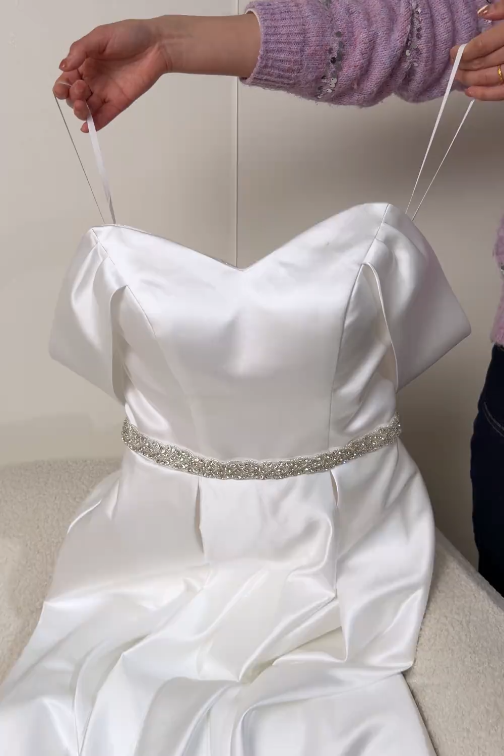 Ivory Off the Shoulder High-Low A Line Engagement Dress