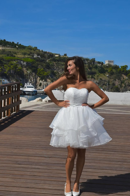 White Sweetheart Short Ruffled Homecoming Dress with Sequins