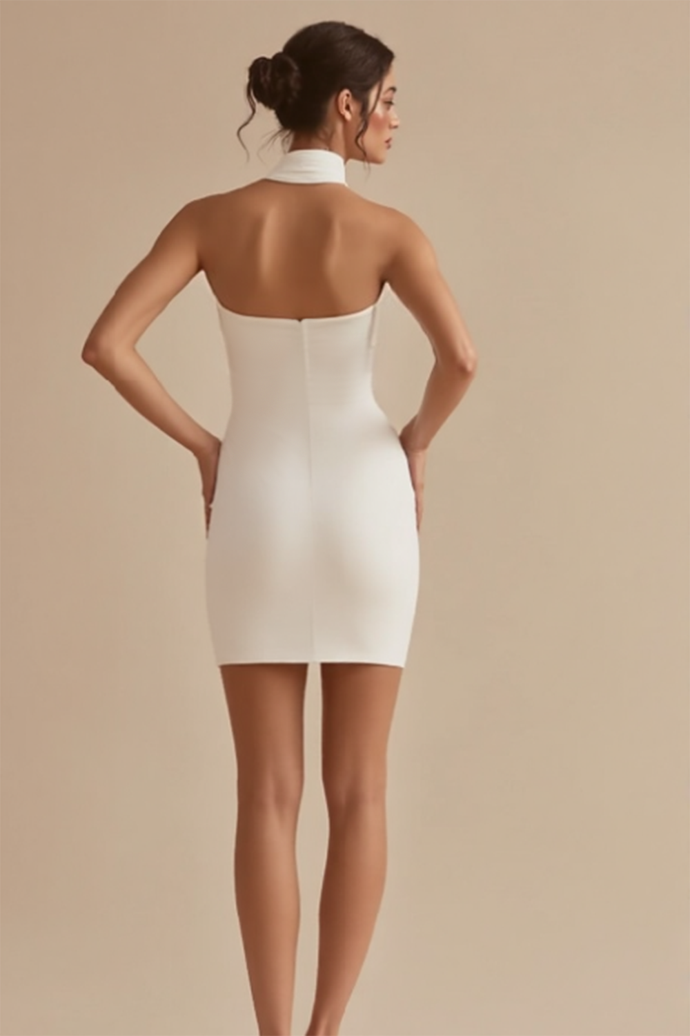 Satin White Bodycon Cross Halter Graduation Dress