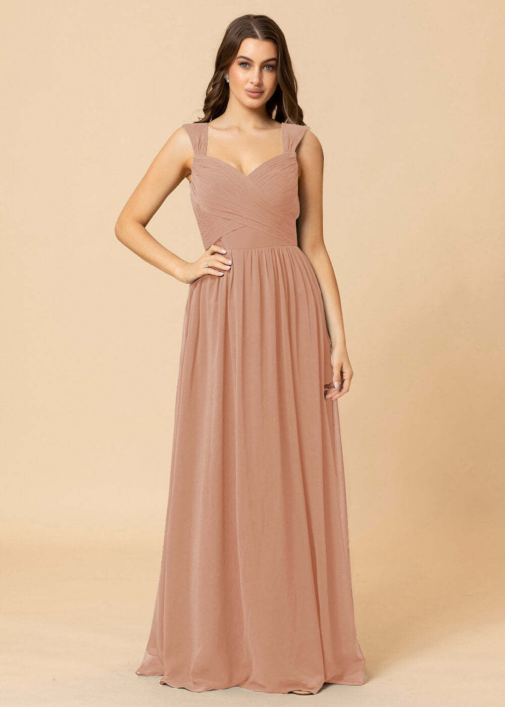 Sweetheart Neck and Back Chiffon Floor Length Bridesmaid Dress