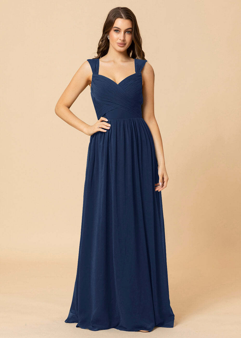 Sweetheart Neck and Back Chiffon Floor Length Bridesmaid Dress