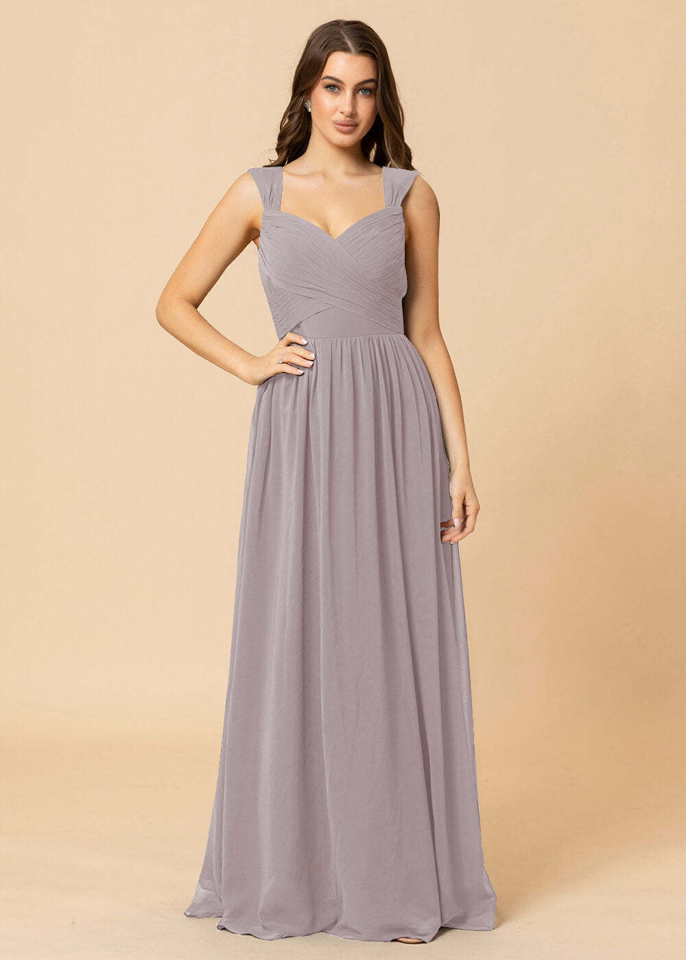 Sweetheart Neck and Back Chiffon Floor Length Bridesmaid Dress