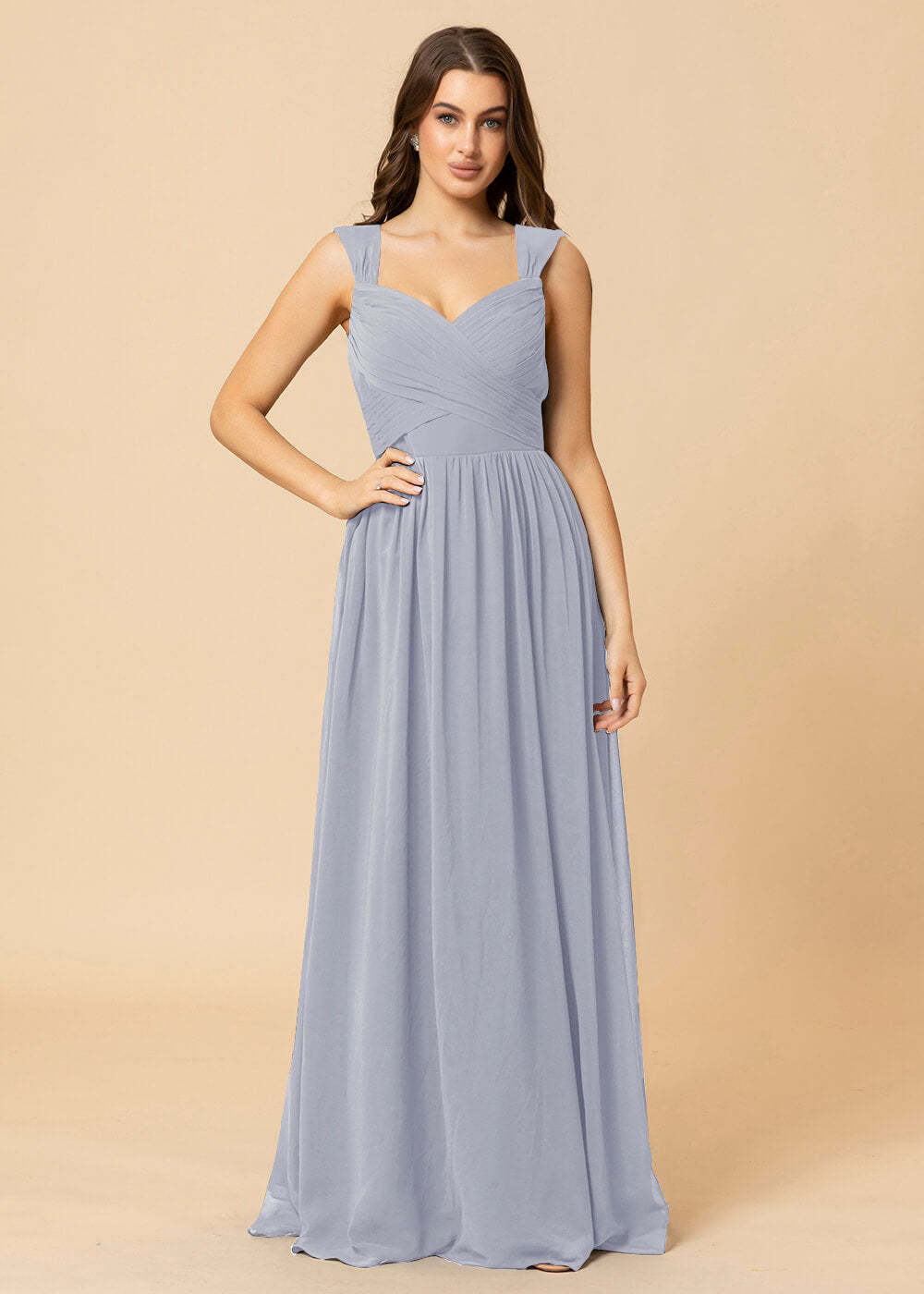Sweetheart Neck and Back Chiffon Floor Length Bridesmaid Dress