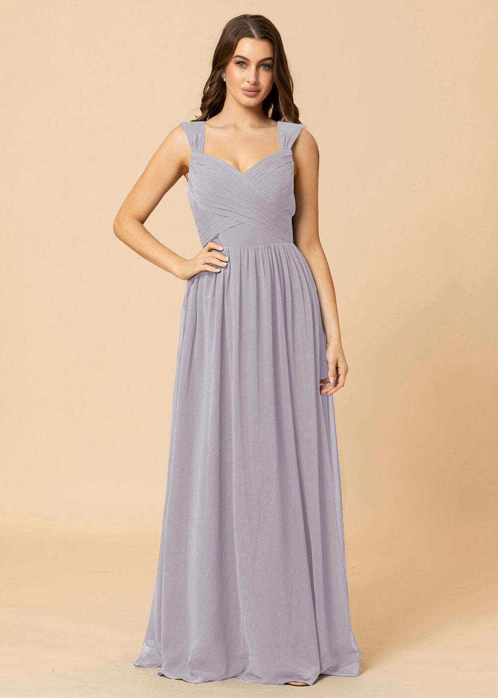 Sweetheart Neck and Back Chiffon Floor Length Bridesmaid Dress