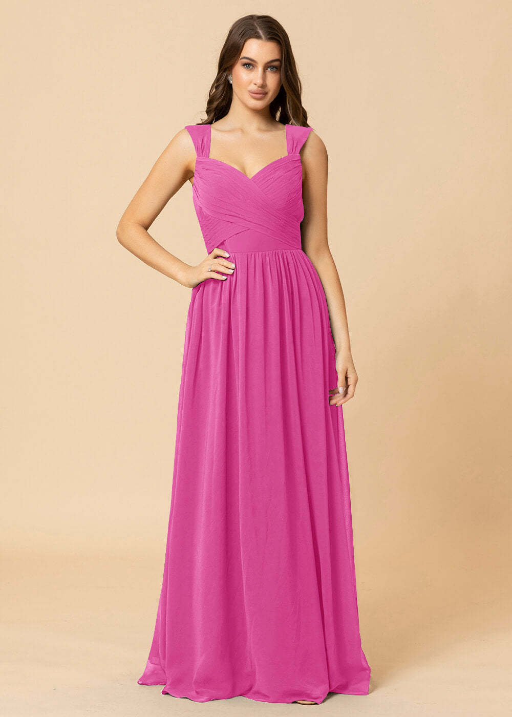 Sweetheart Neck and Back Chiffon Floor Length Bridesmaid Dress