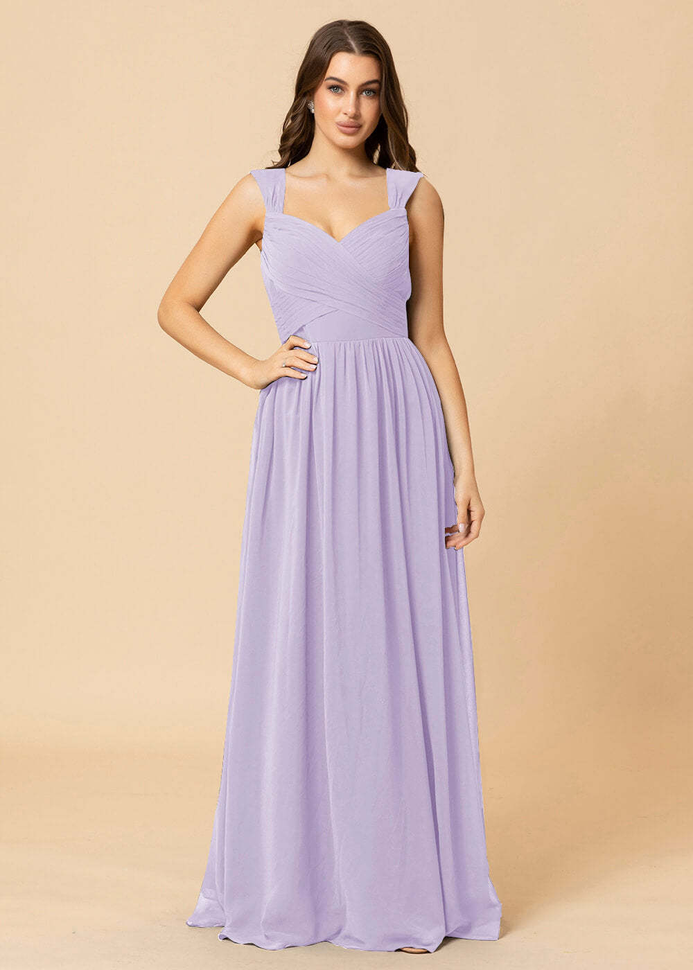 Sweetheart Neck and Back Chiffon Floor Length Bridesmaid Dress