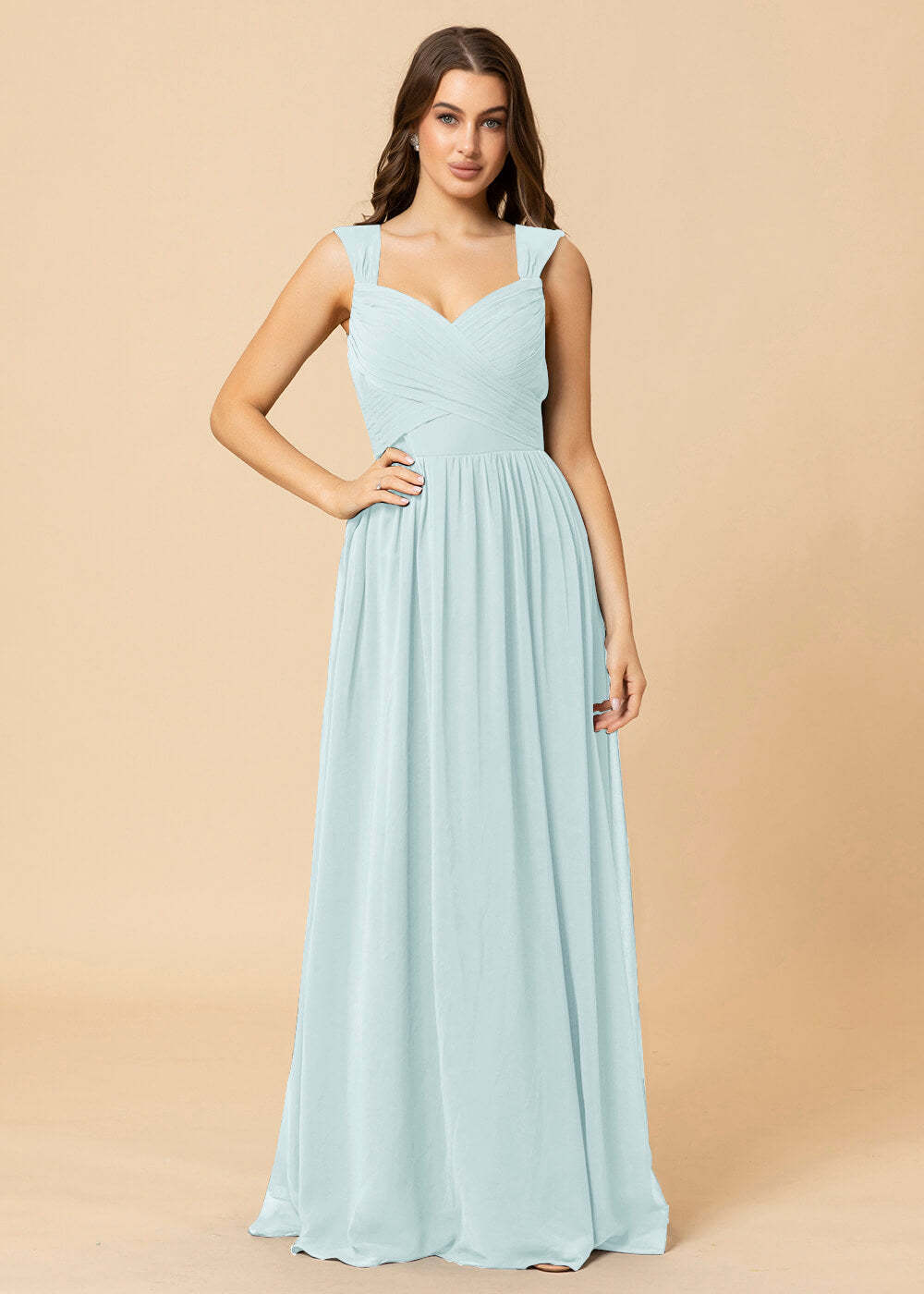 Sweetheart Neck and Back Chiffon Floor Length Bridesmaid Dress