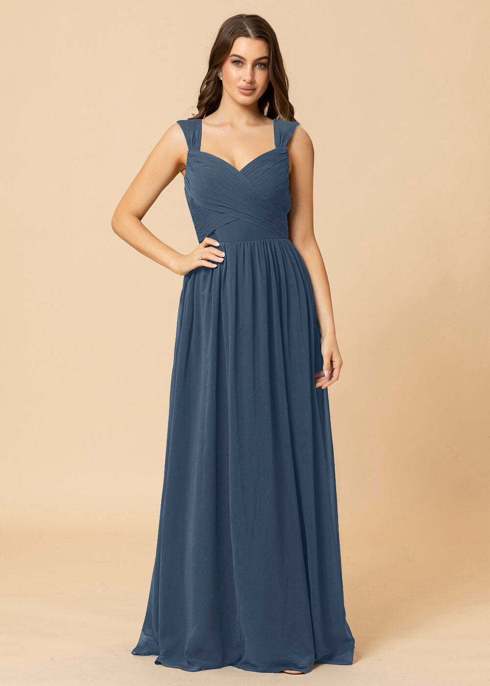Sweetheart Neck and Back Chiffon Floor Length Bridesmaid Dress