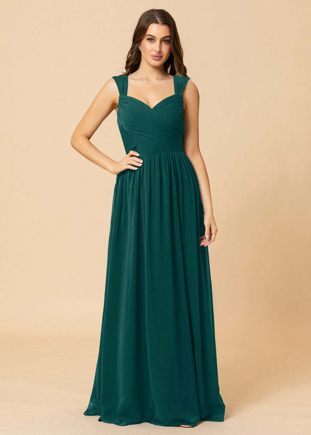 Sweetheart Neck and Back Chiffon Floor Length Bridesmaid Dress