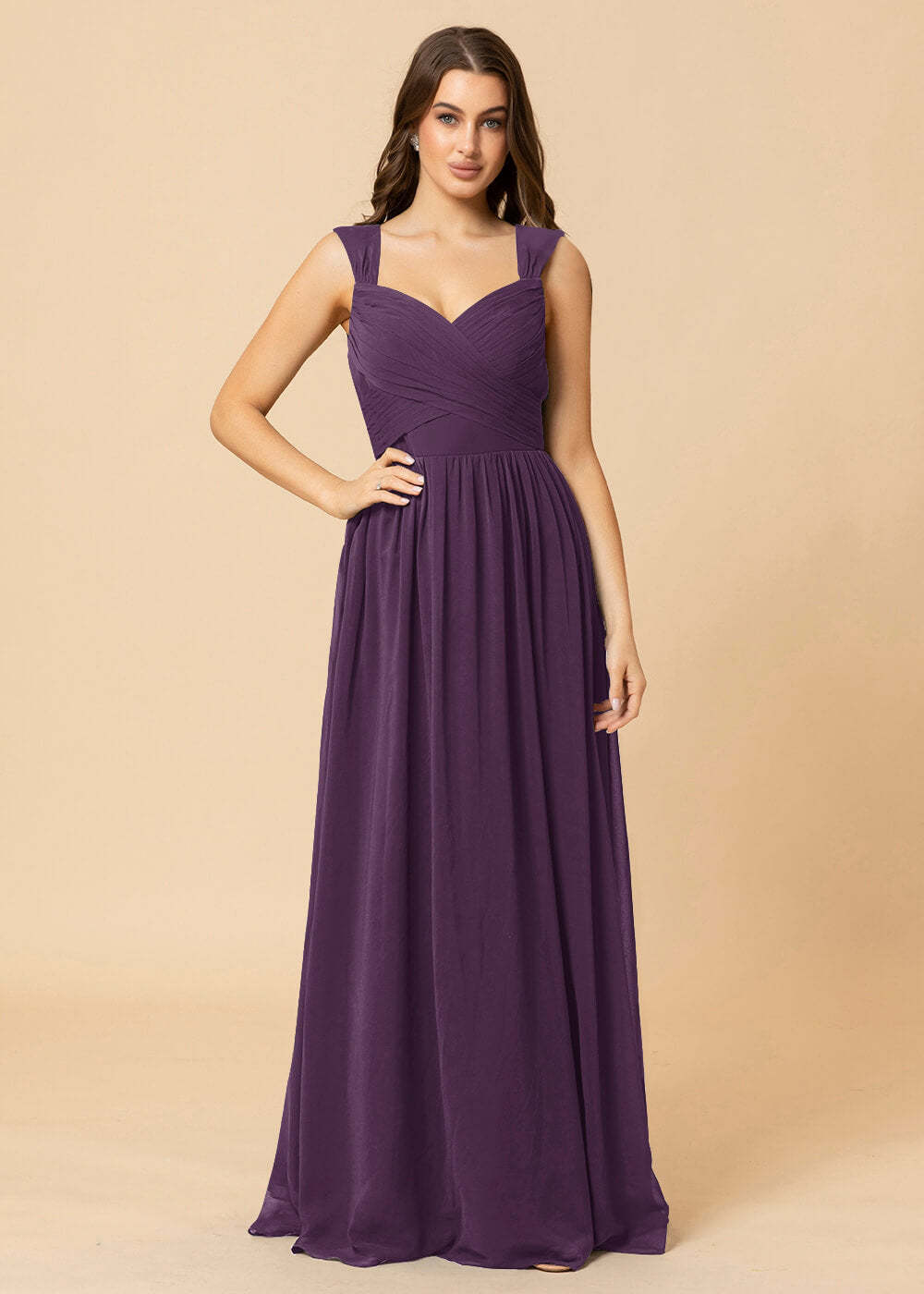 Sweetheart Neck and Back Chiffon Floor Length Bridesmaid Dress