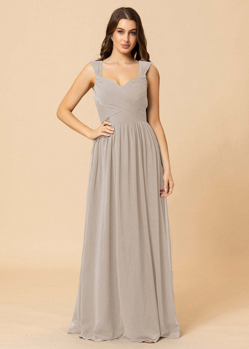 Sweetheart Neck and Back Chiffon Floor Length Bridesmaid Dress