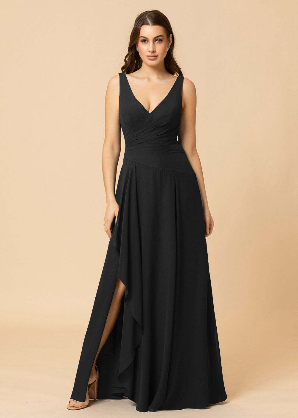 V-neck A-line V-back Chiffon Bridesmaid Dress