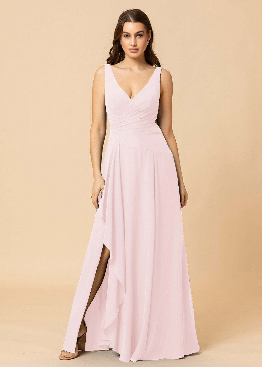 V-neck A-line V-back Chiffon Bridesmaid Dress