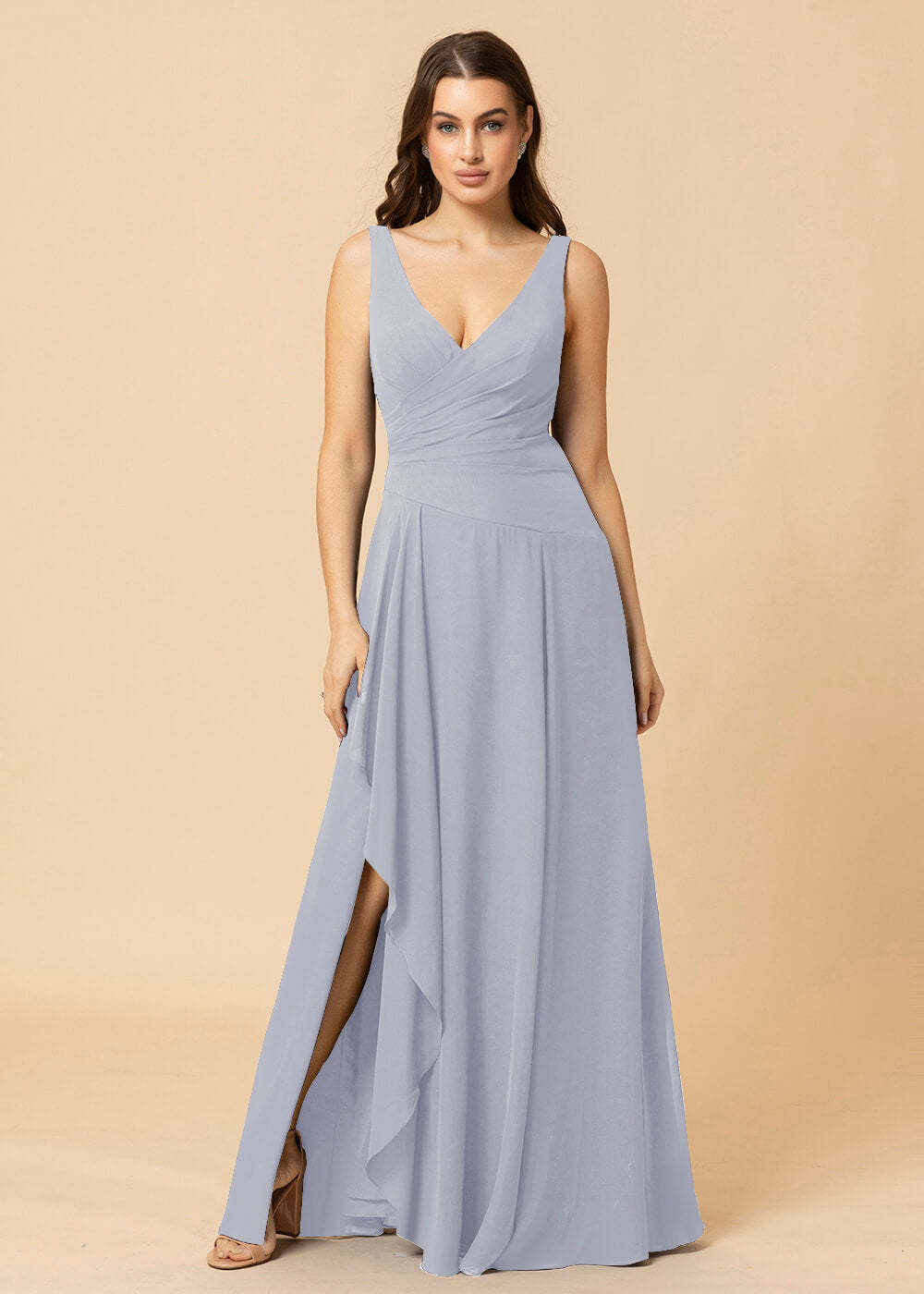 V-neck A-line V-back Chiffon Bridesmaid Dress