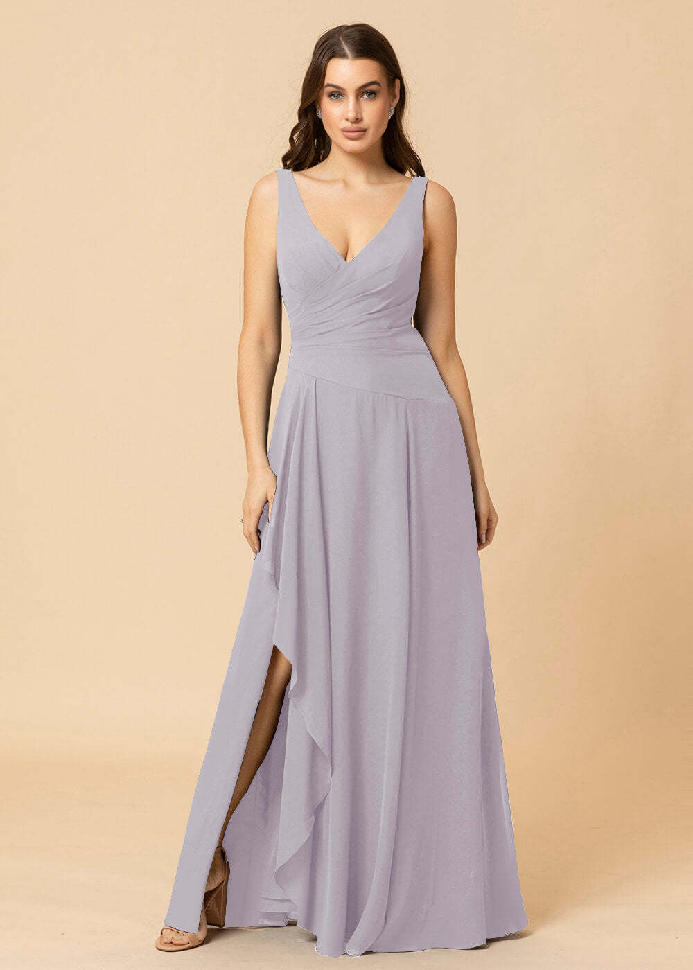 V-neck A-line V-back Chiffon Bridesmaid Dress