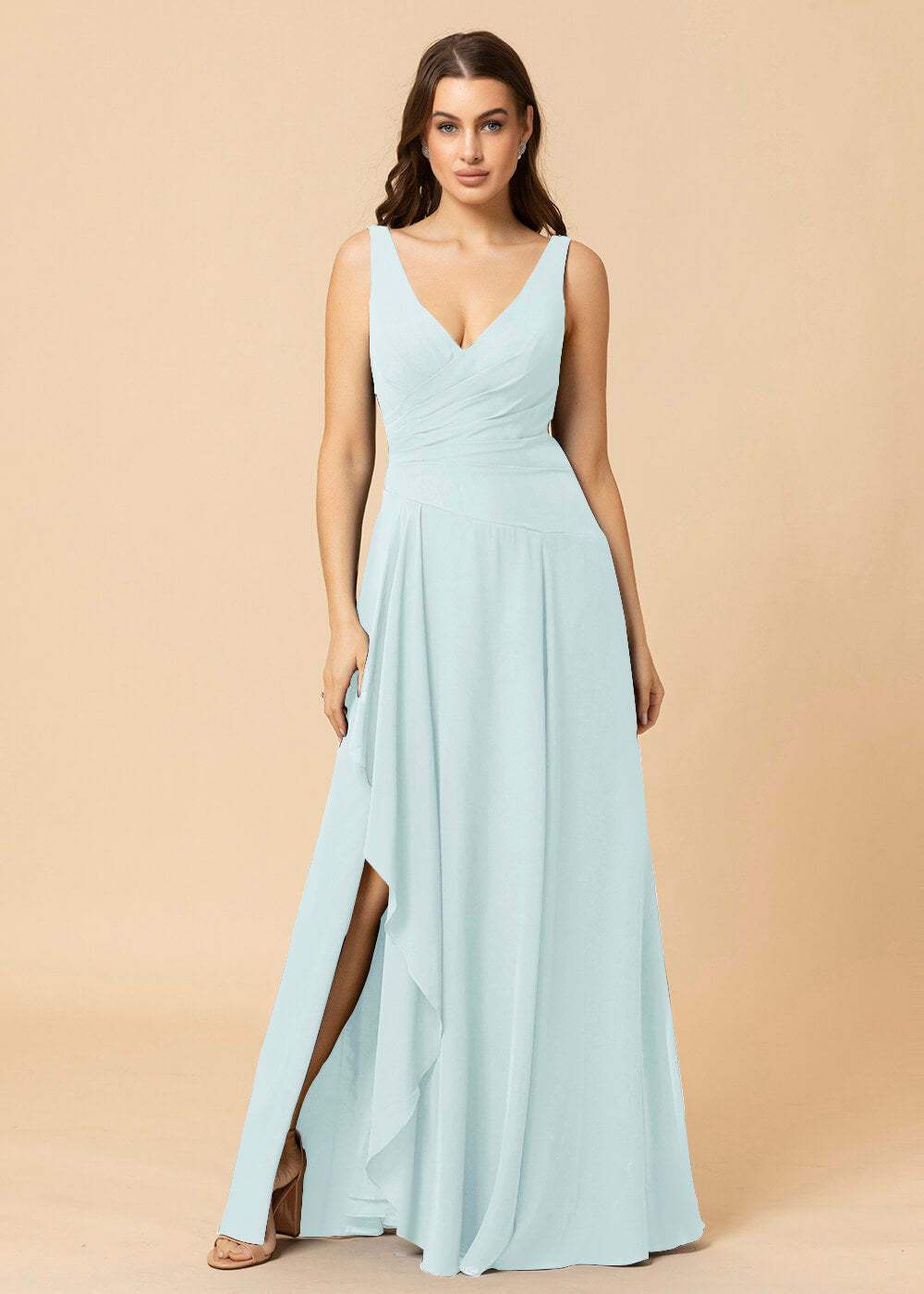 V-neck A-line V-back Chiffon Bridesmaid Dress