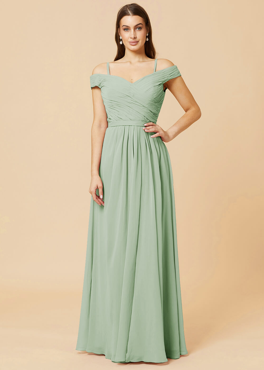 Off the Shoulder A-line Chiffon Bridesmaid Dress