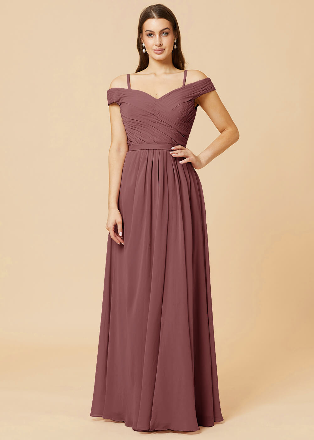 Off the Shoulder A-line Chiffon Bridesmaid Dress