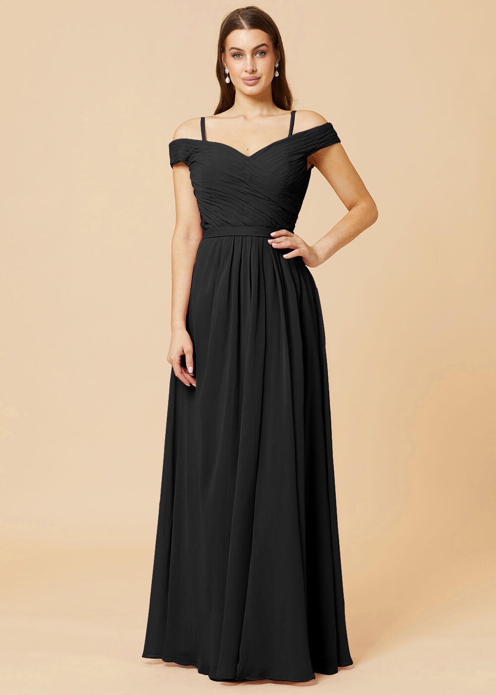 Off the Shoulder A-line Chiffon Bridesmaid Dress