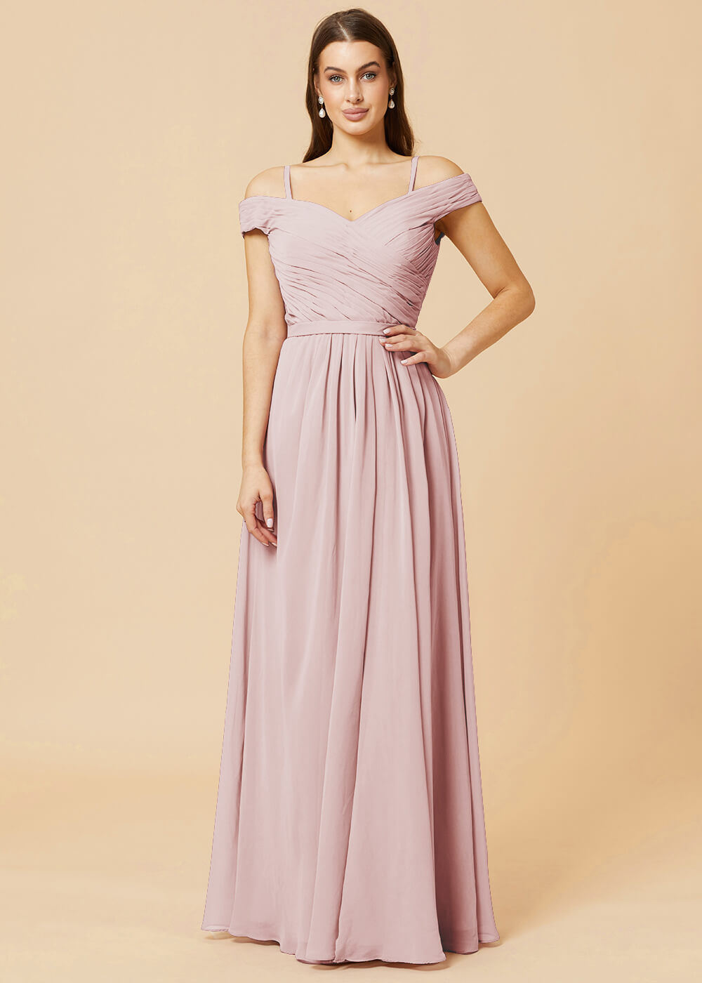Off the Shoulder A-line Chiffon Bridesmaid Dress