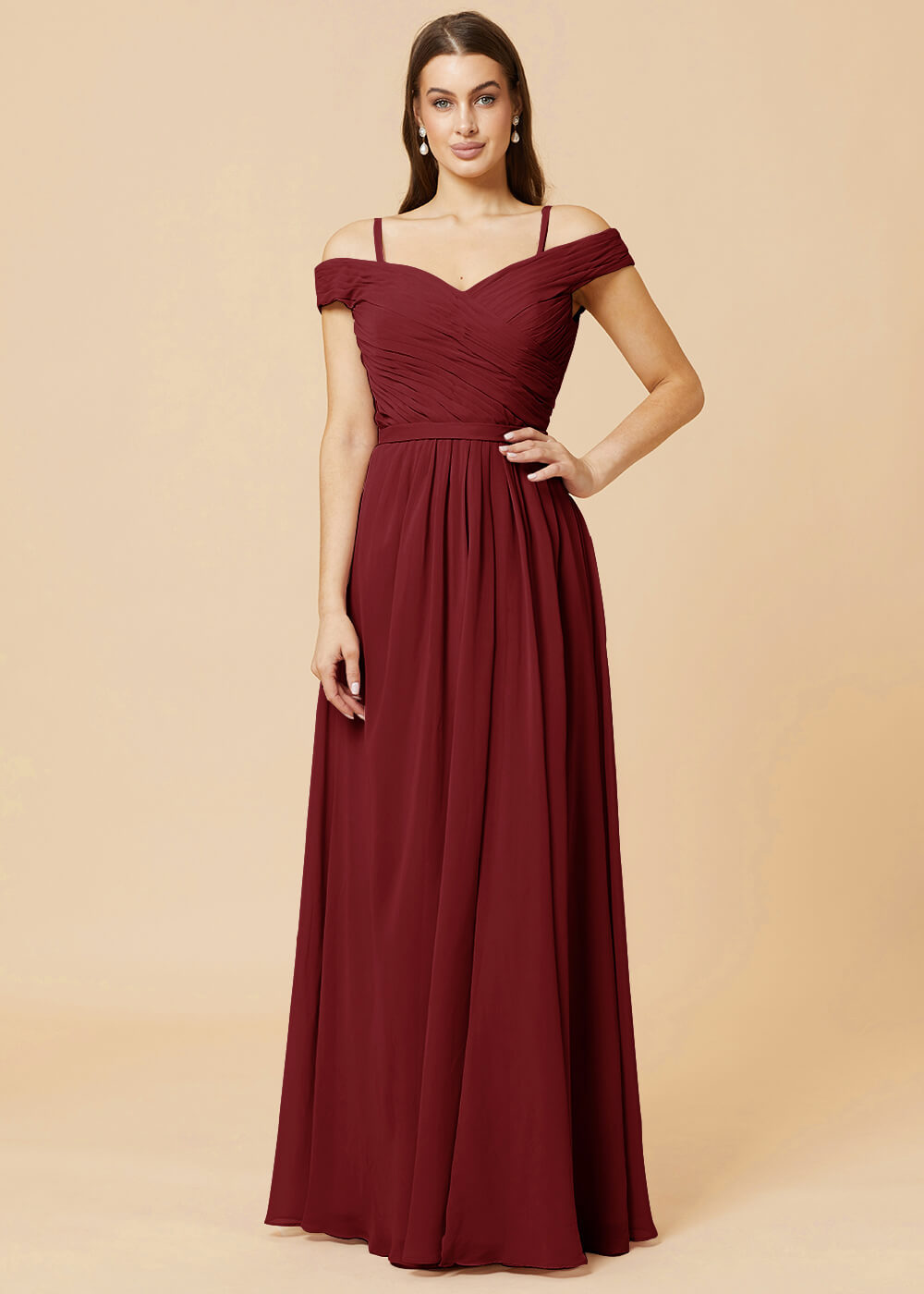 Off the Shoulder A-line Chiffon Bridesmaid Dress