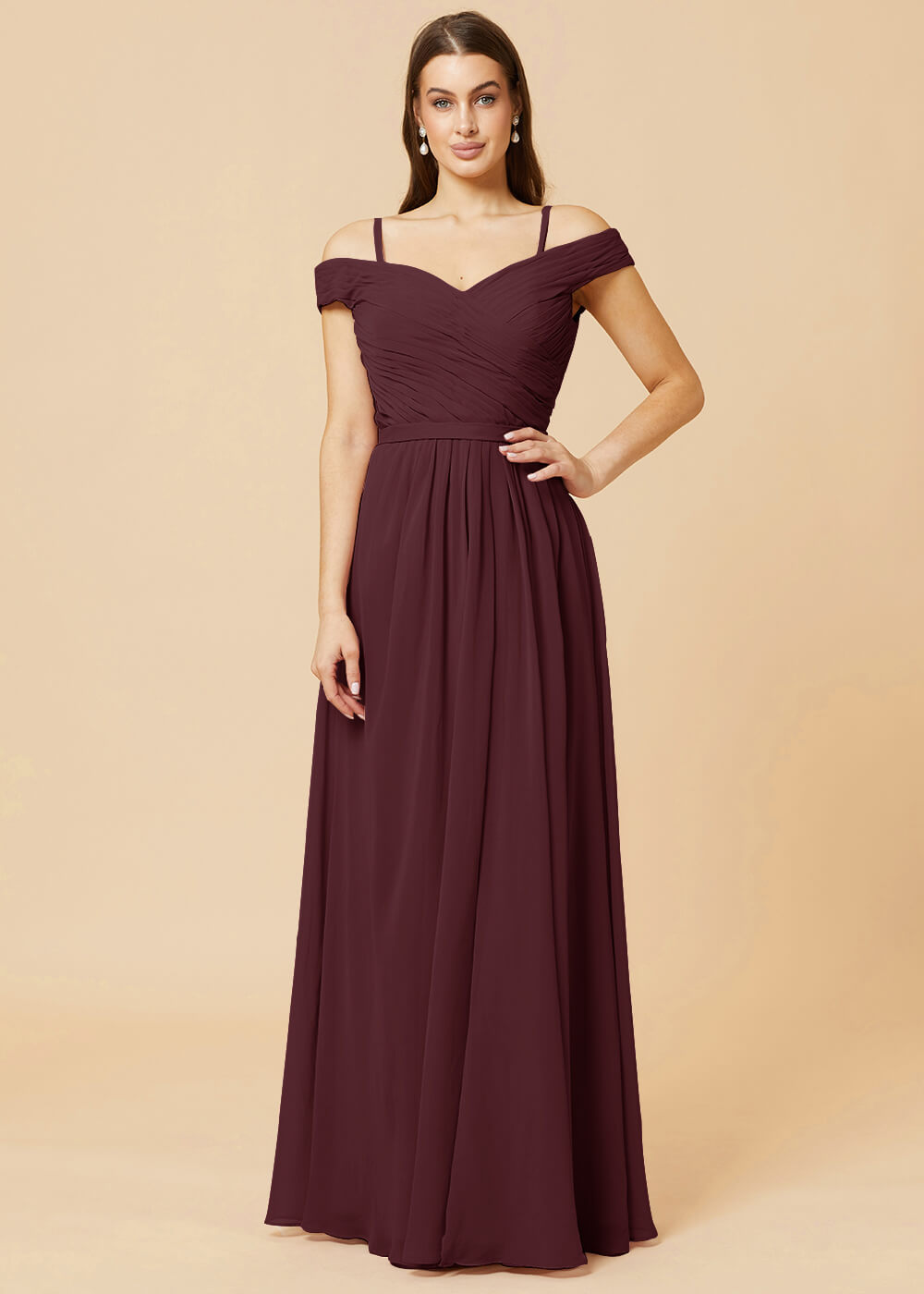 Off the Shoulder A-line Chiffon Bridesmaid Dress