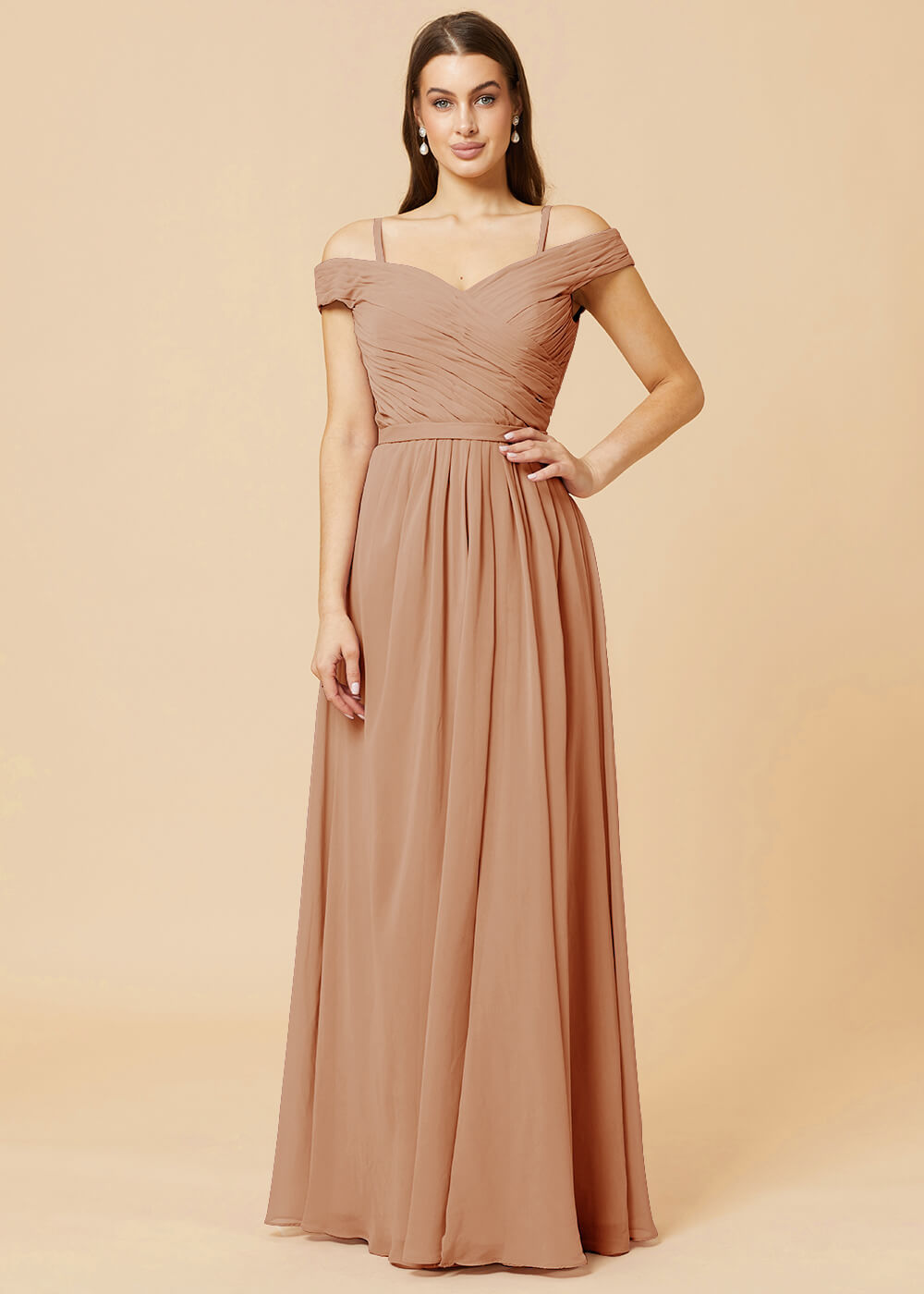 Off the Shoulder A-line Chiffon Bridesmaid Dress