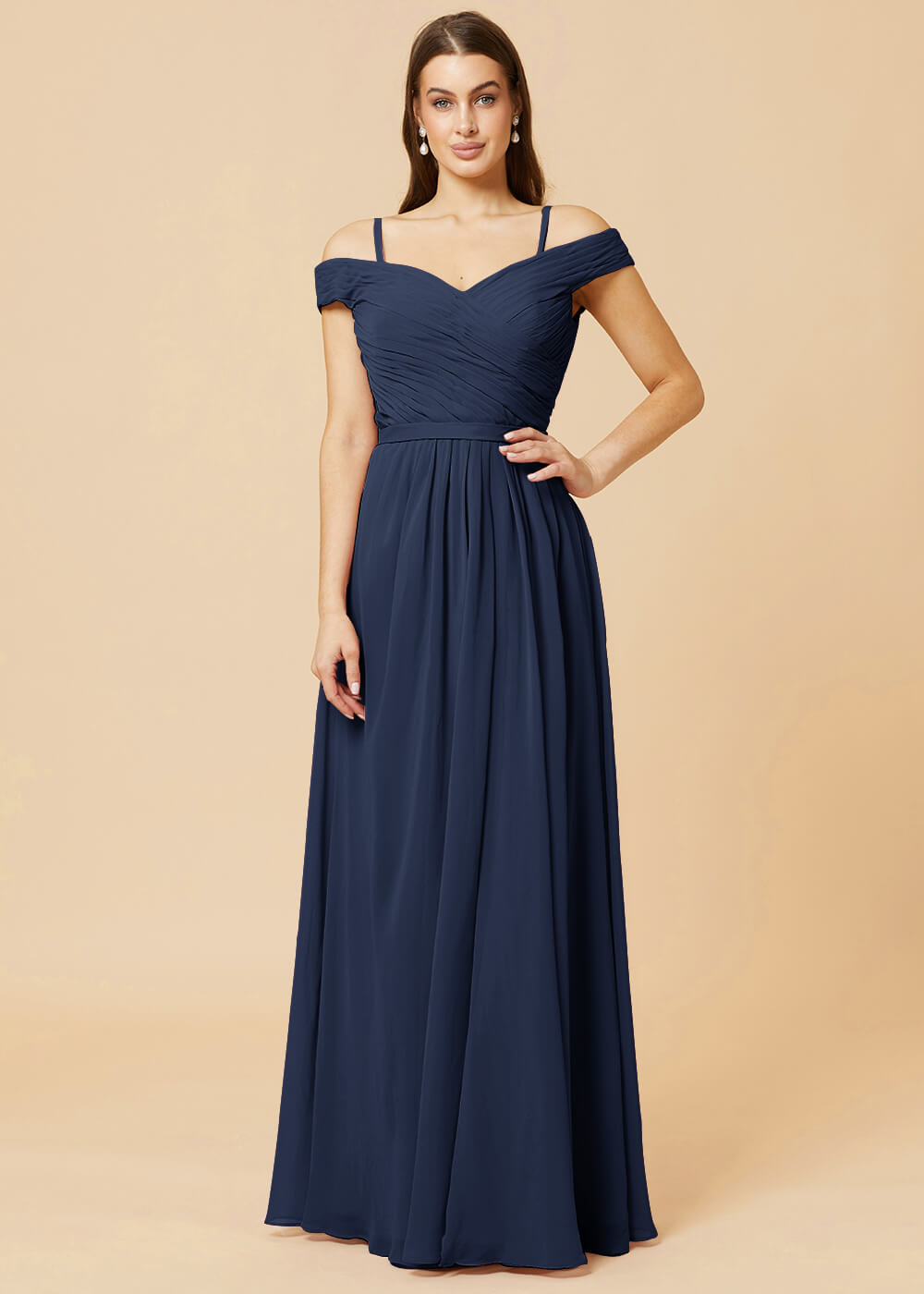 Off the Shoulder A-line Chiffon Bridesmaid Dress