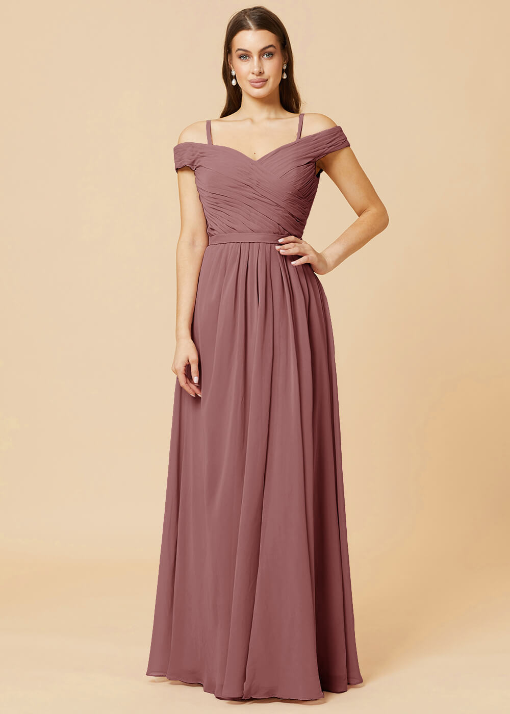 Off the Shoulder A-line Chiffon Bridesmaid Dress