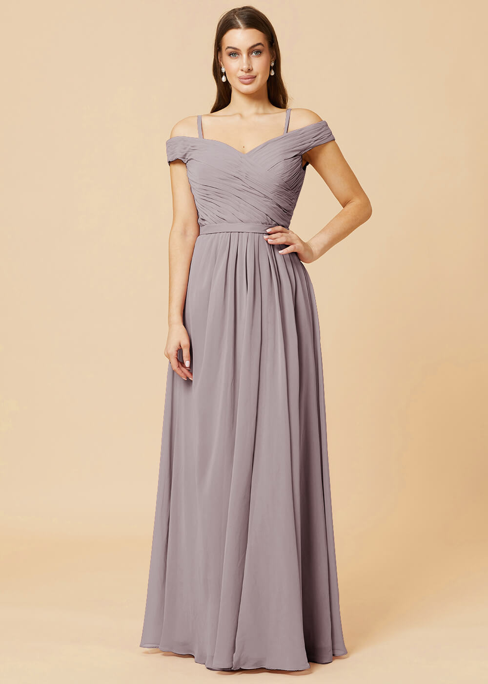 Off the Shoulder A-line Chiffon Bridesmaid Dress